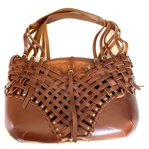 Ballly brand brown leather handbag